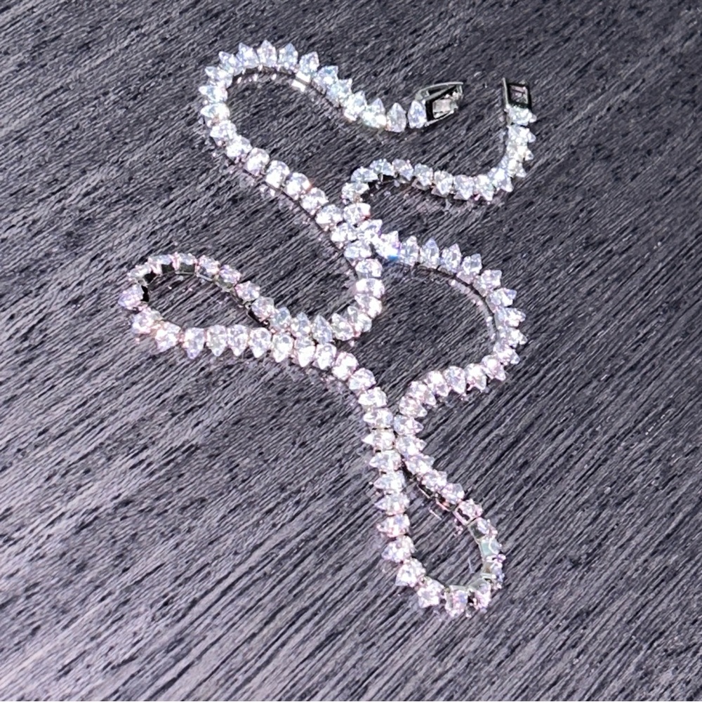 Swarovski NECKLACE ONLY Elements White Gold Plated Teardrop Tennis Necklace NEW